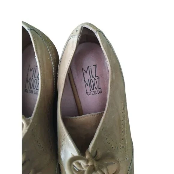Miz Mooz Women’s Size 8 Harmony Leather Oxford Dress Shoes Beige - Picture 6 of 8